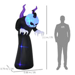 7' Inflatable Halloween Ghost With Horns Lighted Outdoor Decoration