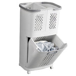 3 Compartment Laundry Baskets Laundry Sorter Rolling Laundry Hamper