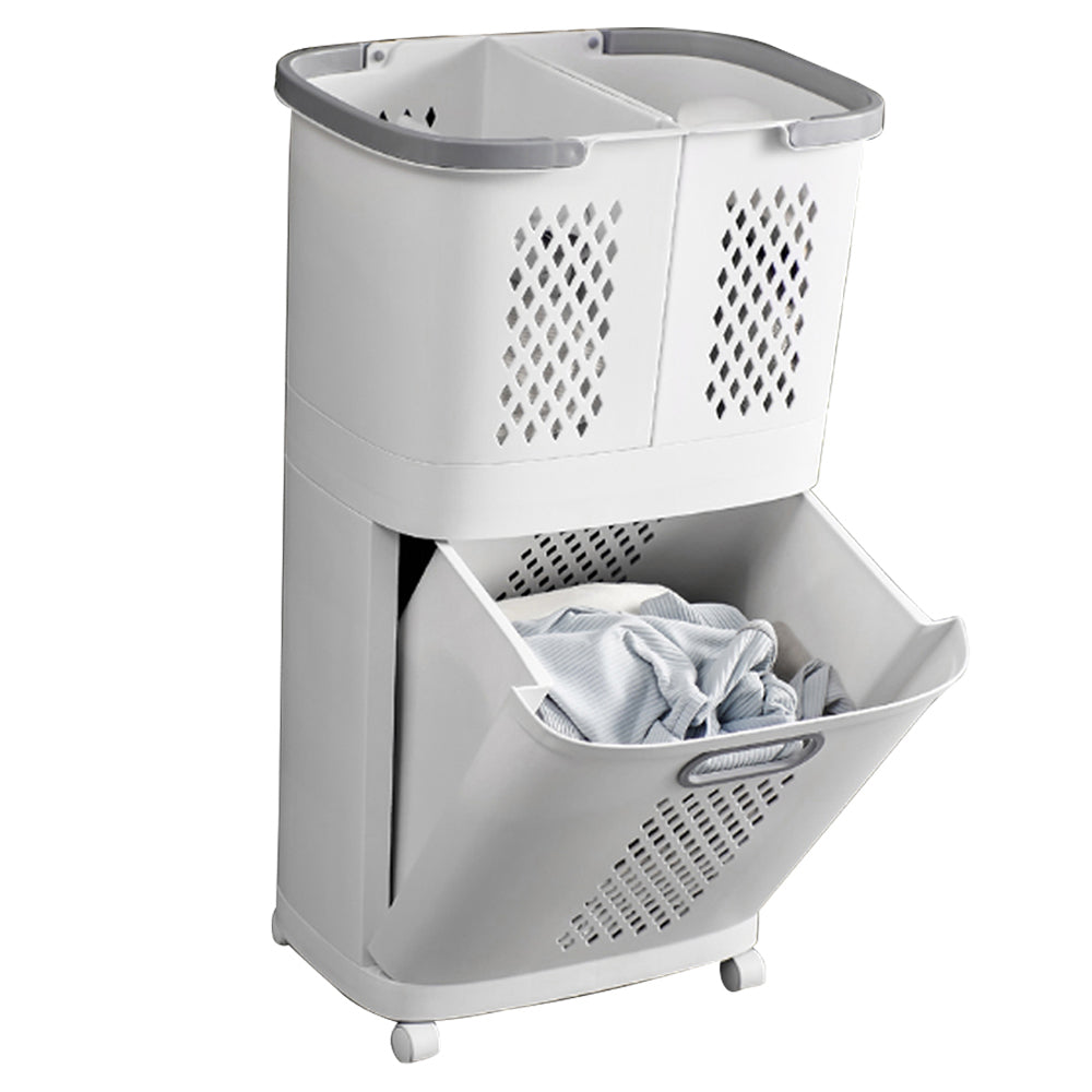 3 Compartment Laundry Baskets Laundry Sorter Rolling Laundry Hamper