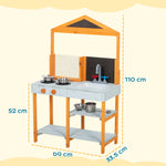 AIYAPLAY Wooden Mud Kitchen For Kids With Removable Sink, Cookware, Shelves