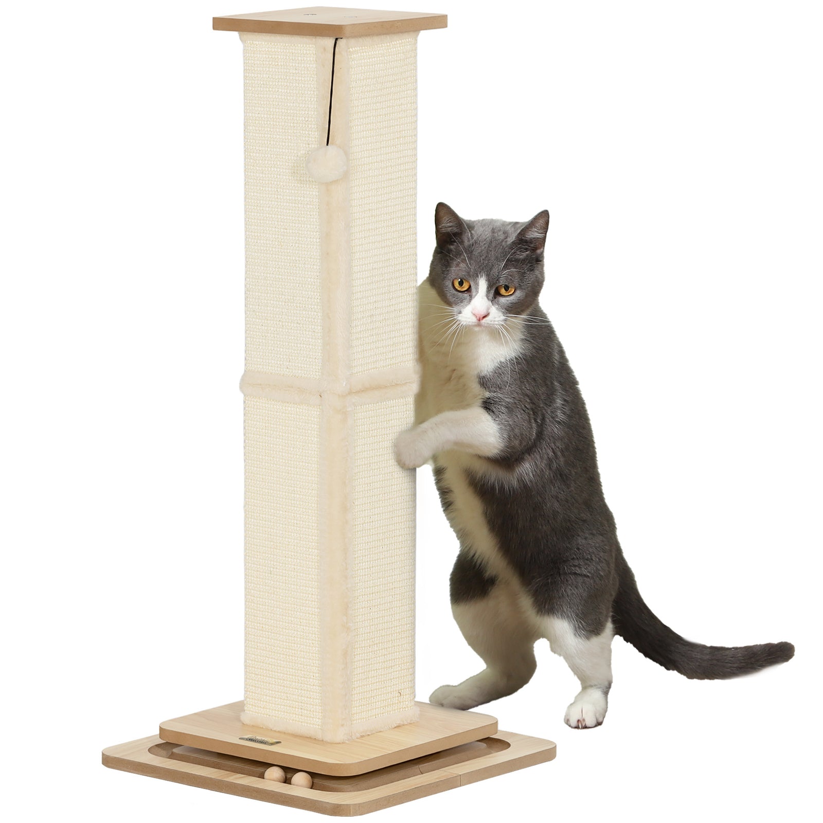 87cm Cat Scratching Post 3 In 1 Cat Scratcher W/ Track Ball Toy
