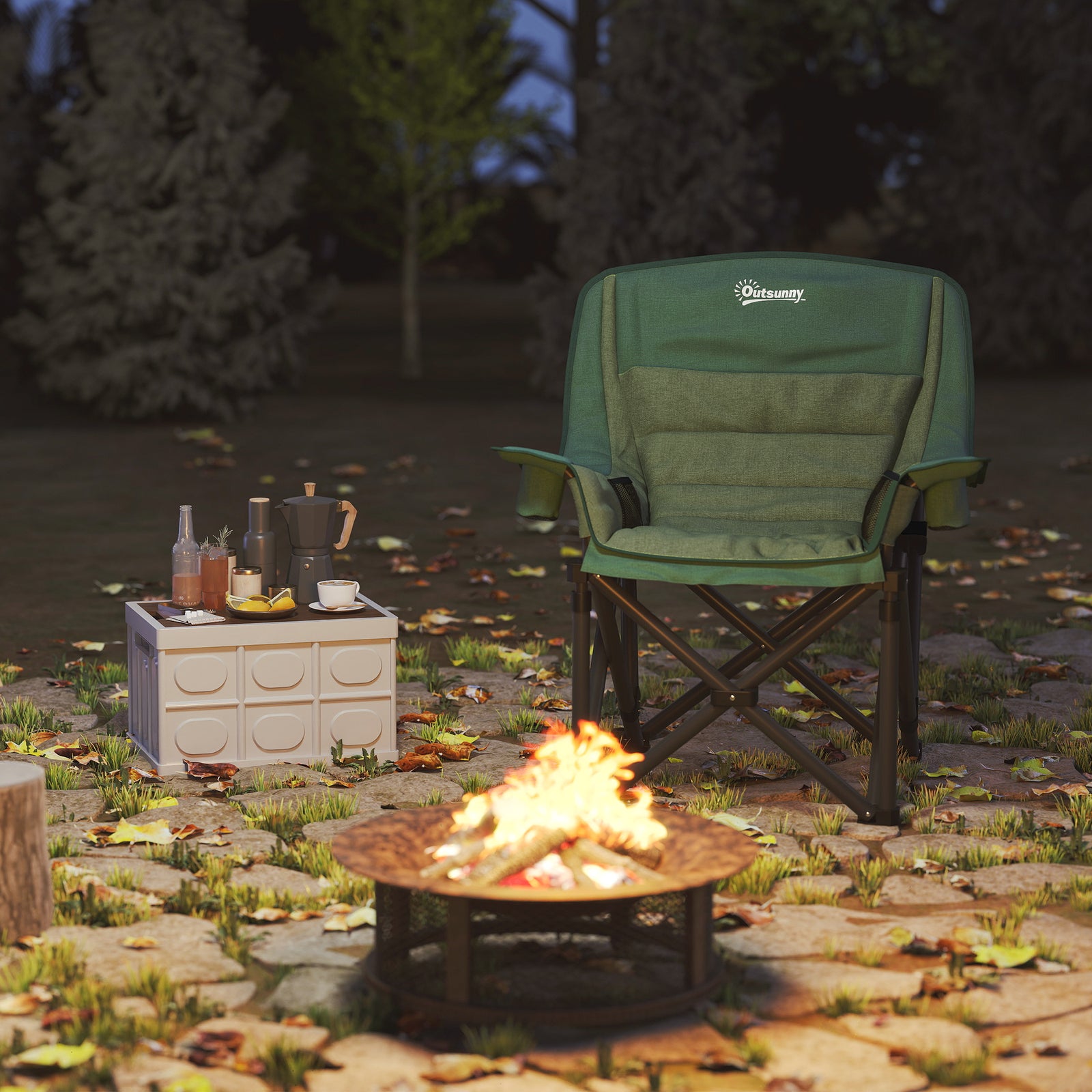 Camping Chair For Adults, Padded Folding Chair | Green