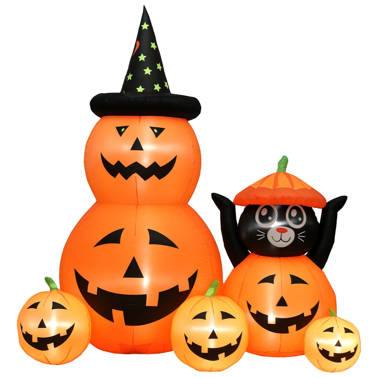 Pumpkin And Cat With Led Lights, Halloween Inflatables Decoration