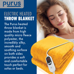 Deluxe Xl Electric Throw Heated Double Over Electric Blanket Soft Fleece 9 Heat & 12 Timer Settings | XL | Gold