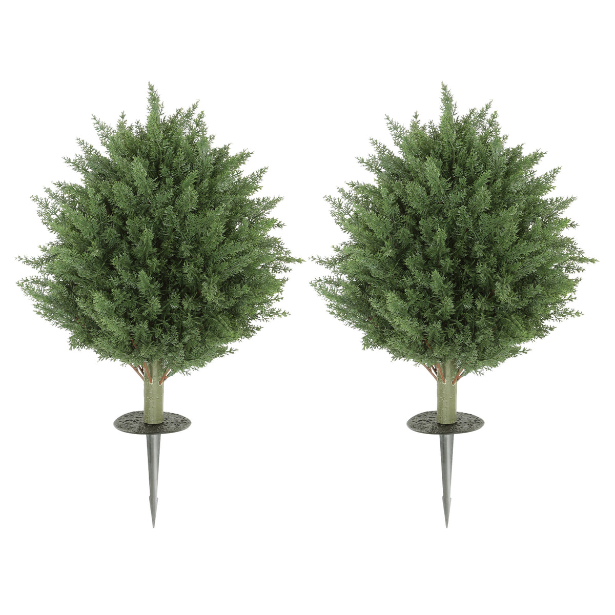 HOMCOM 60 Cm Artificial Cypress Tree With Ground Stake, Set Of 2, Green