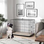 Pawhut Dog Crate With 2 Doors, Tray, Soft Cushion, For Extra Small Medium And Large Dogs | Black