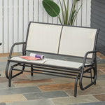 2-person Patio Glider Bench Gliding Chair Loveseat W/armrest | Cream