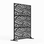 Indoor Outdoor Metal Privacy Screen - Leaf Pattern | Black