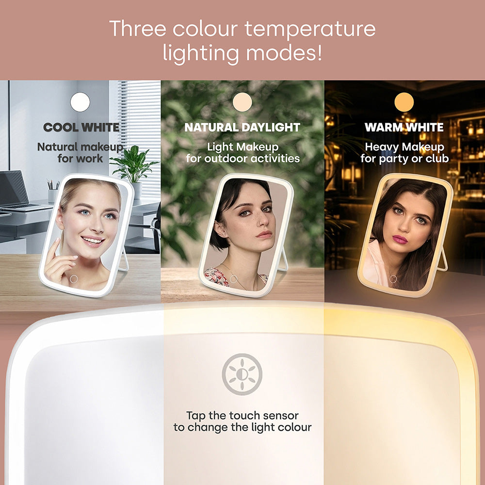 Livivo Freestanding Led Cosmetic Mirror Rechargeable - 3 Lighting Modes Adjustable Makeup Mirror
