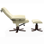 Upholstered Swivel Recliner Chair With Footstool | Beige