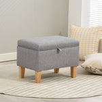 Linen Storage Ottoman Storage Box With Rubberwood Legs | Light Grey