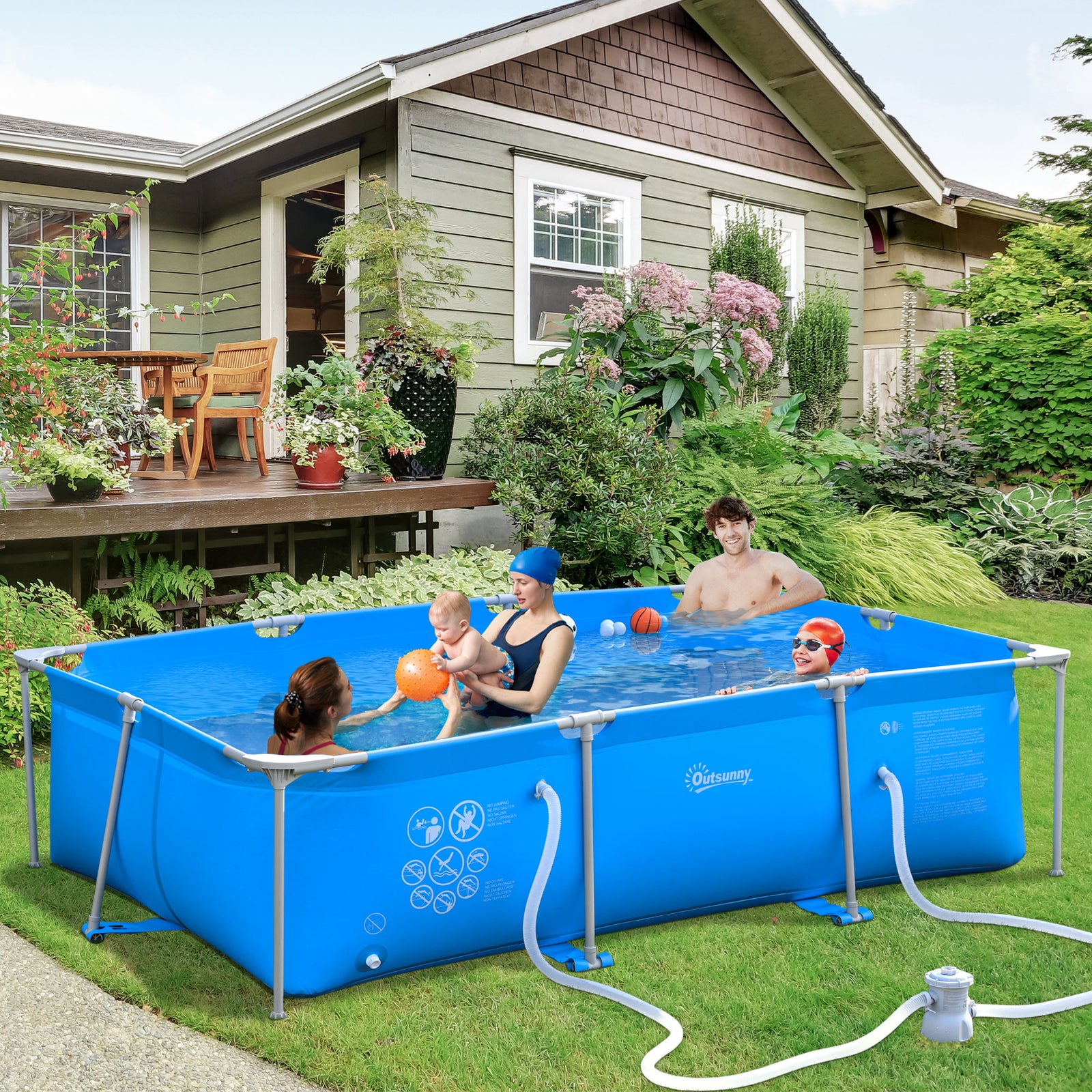 Steel Frame Pool With Filter Pump, Reinforced Sidewalls | Blue