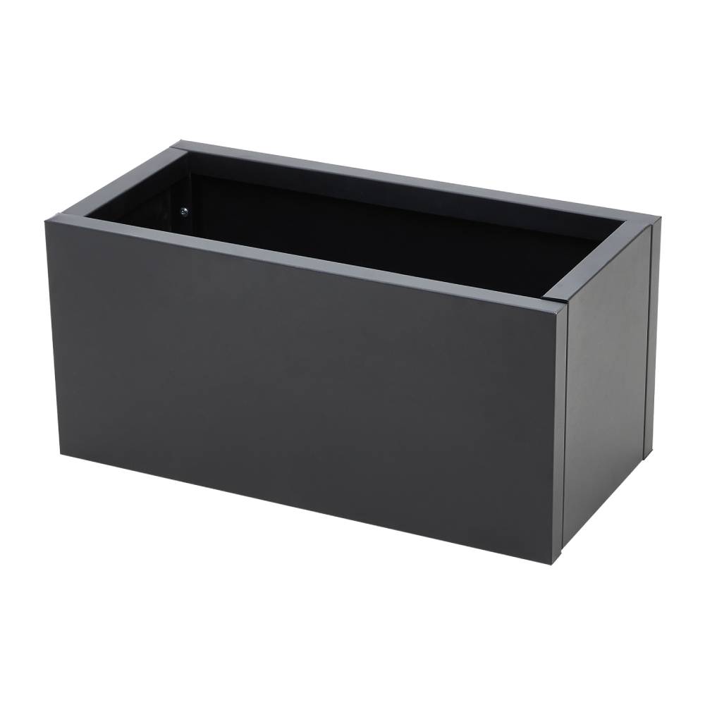 Zinc Galvanized Steel Planter Box With Drainage Hole –rectangle Raised Planter Box Outdoor Balcony Garden Trough Pot | Small | Jet Black