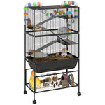 Pawhut Hamster Cage, 5 Tier Gerbil Cage On Wheels With Storage Shelf