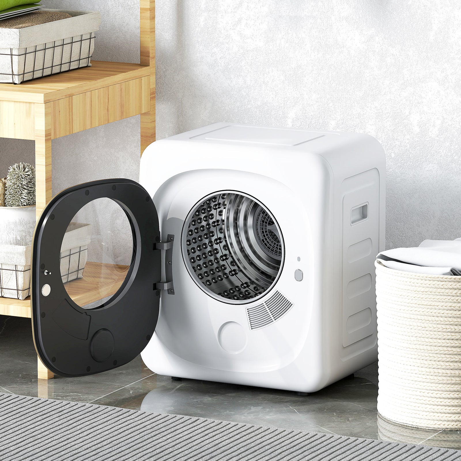 HOMCOM Compact Dryer Machine With 5 Modes, 4kg Small Tumble Dryer, White