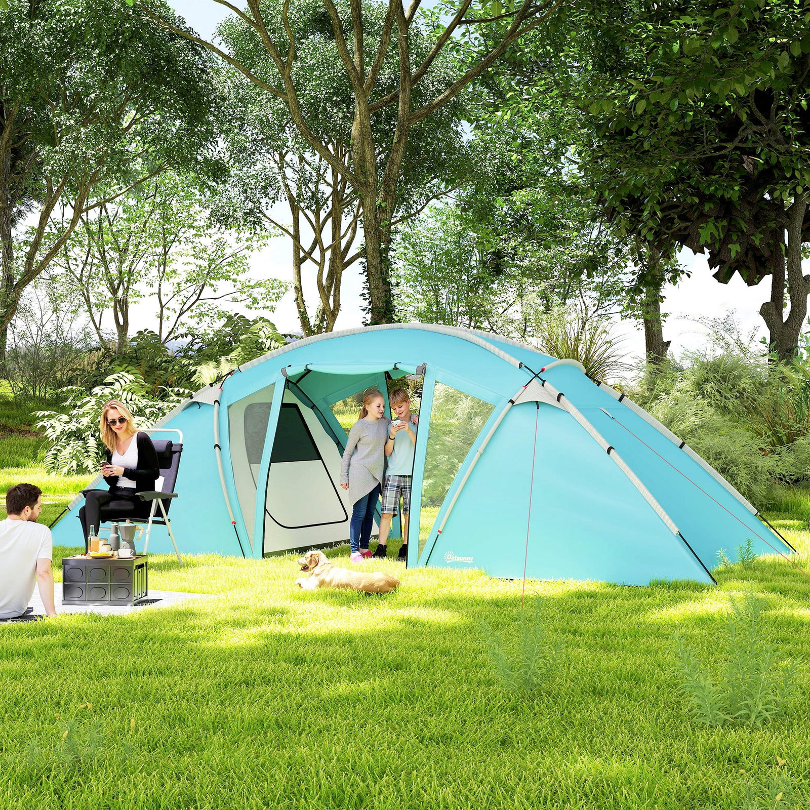 4-6 Man Family Tent, 2 Bedrooms, Living Room | Blue