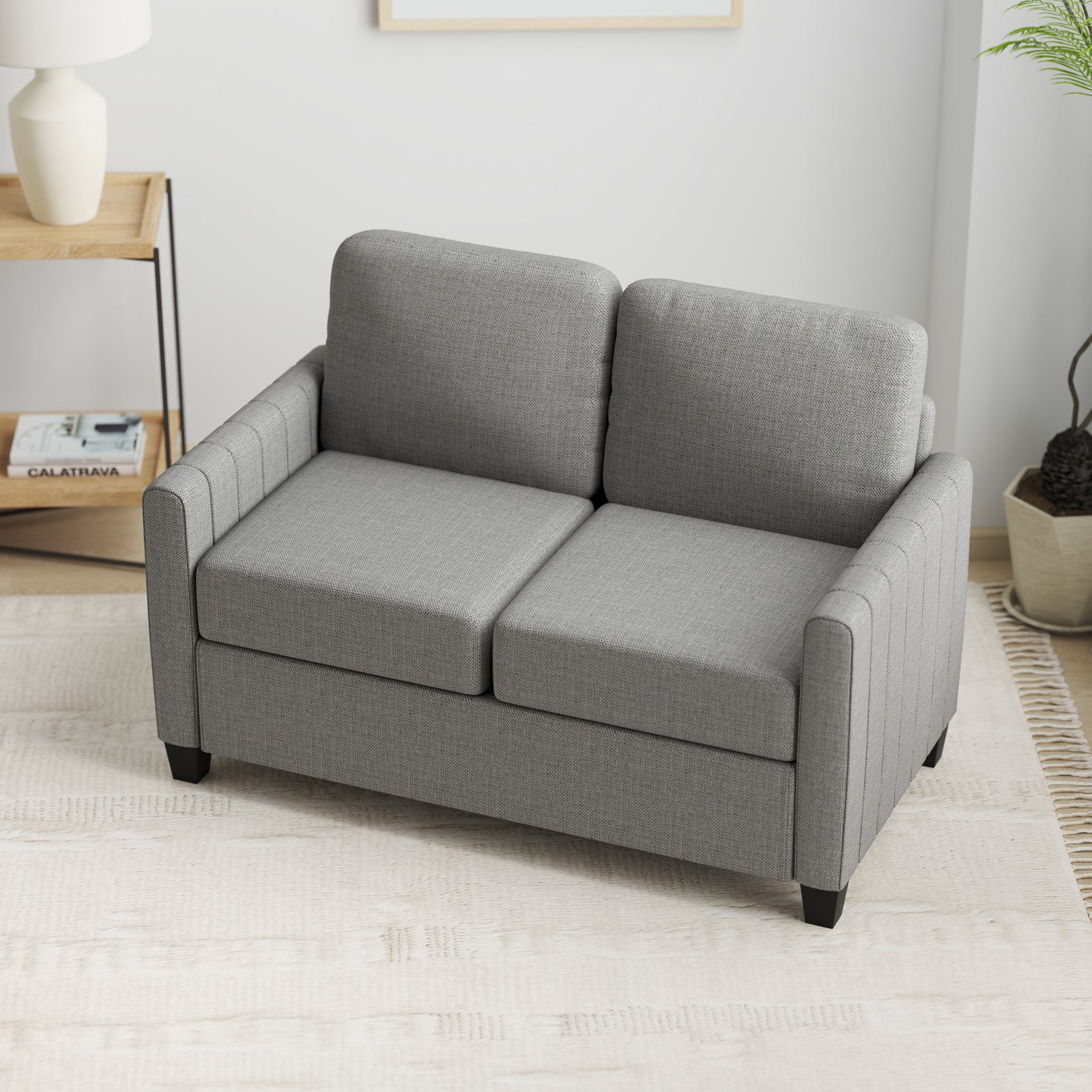 Modern 2 Seater Sofa With Spring Cushion, Back Pillow | Dove Gray