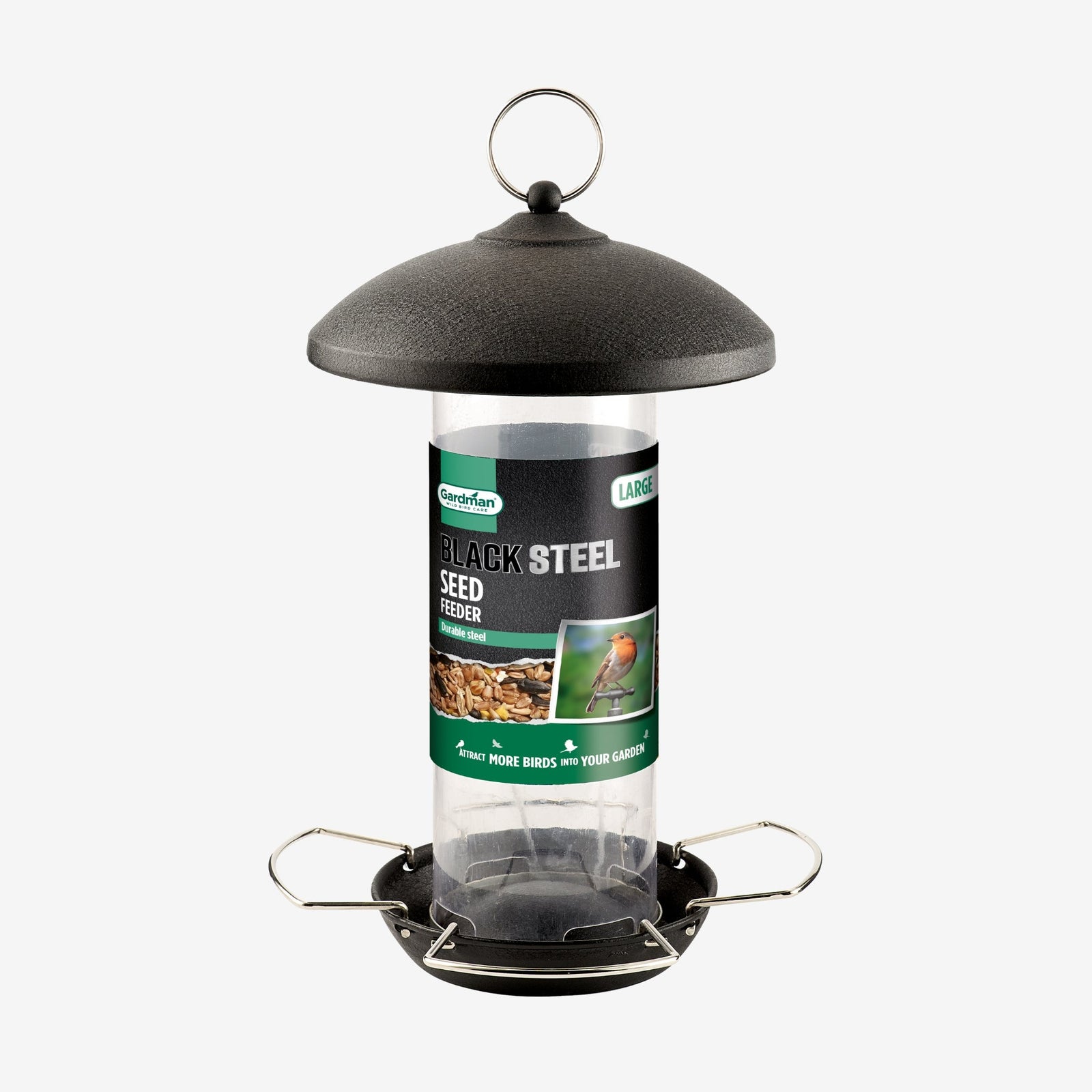 Steel Large Seed Feeder With Feedsafe Antibacterial Coating | Black