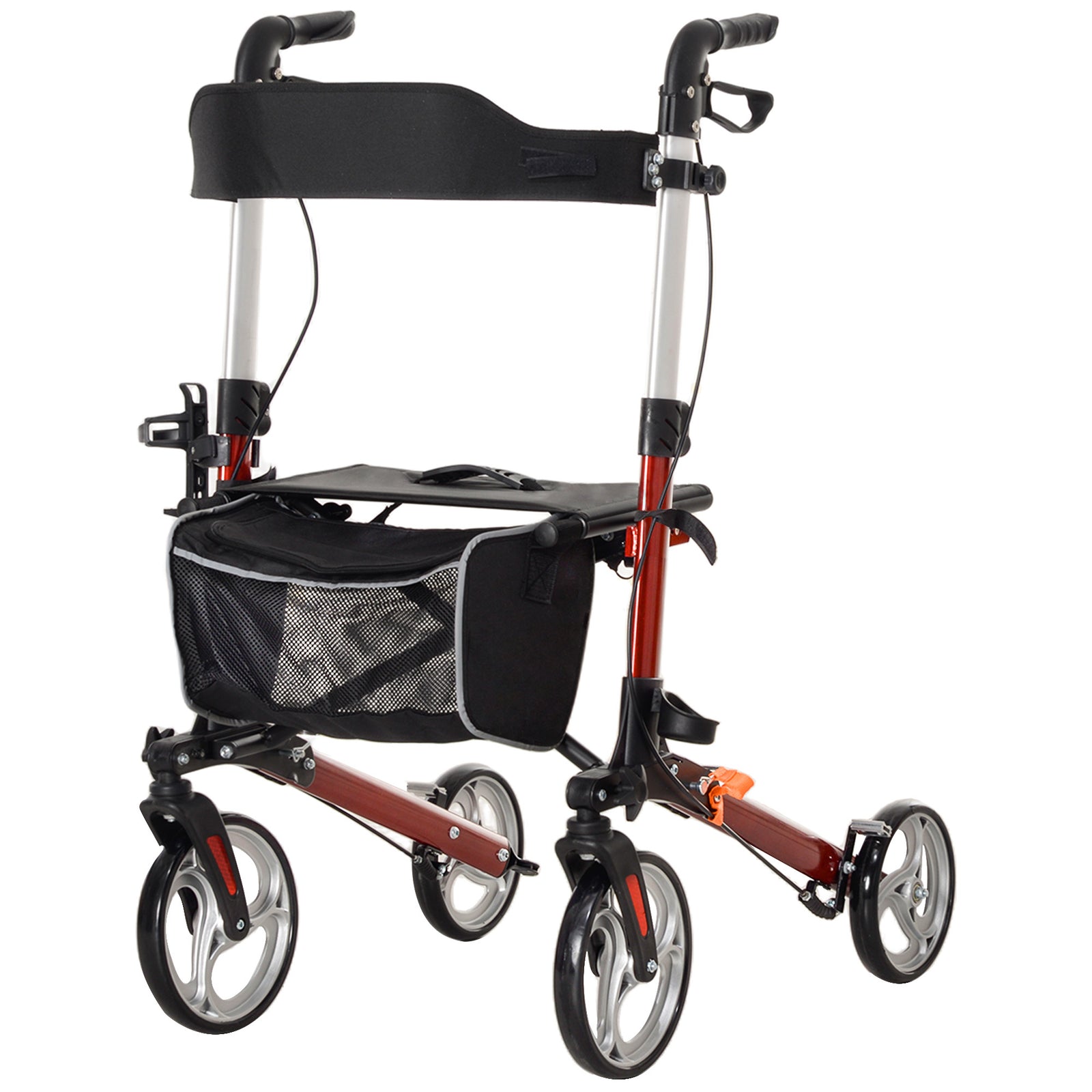 Fully Folding Rollator Walker With Seat, Red