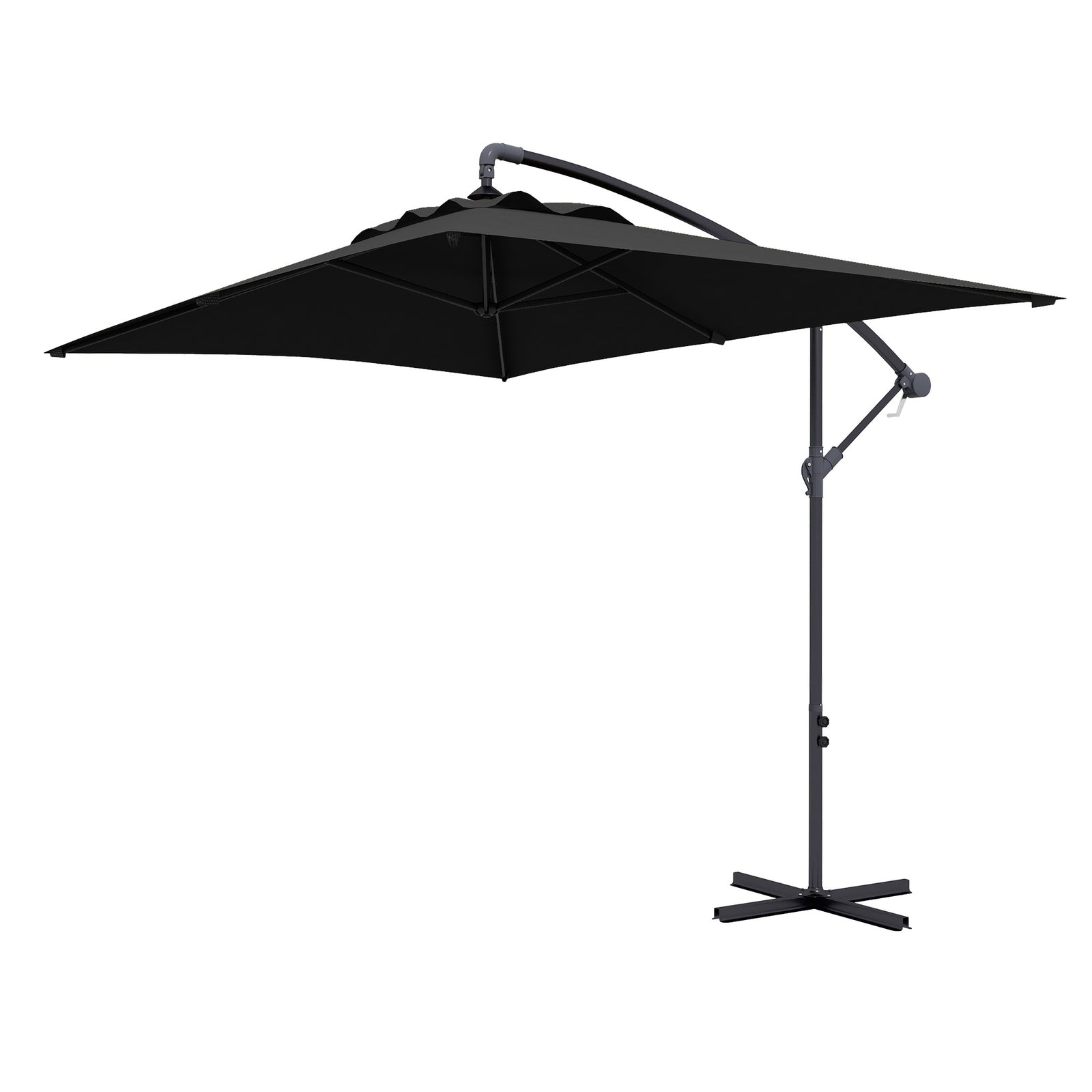 3m Cantilever Banana Parasol W/ Cross Base | Black
