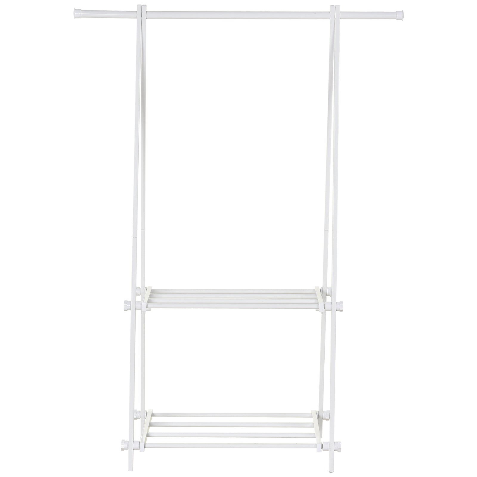 Freestanding Steel Clothes Hanger 2 Shelves Open Wardrobe