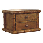 Bamboo Bedside In Amber Oak Finish, 2 Drawers, Brown