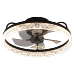 Modern Gold/black Crystal Ceiling Fan Light 48cm 30w Led With 3-color Dimming, 6-speed, 2.4g App Control, Reversible Rotation & Sleep Timer | Black