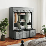 Portable Wardrobe W/ 5 Shelves 3 Fabric Drawers And 2 Hanging Rails