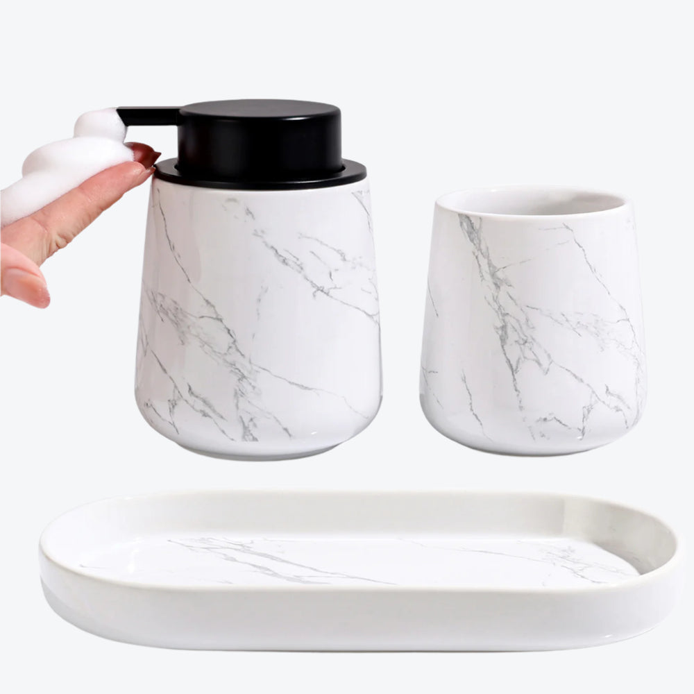 Marble 3-piece Bathroom Set Recycled Ceramic Eco-clay - Foam