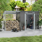 Garden Shed Outdoor Storage Shed With Extended Roof Tool Shed For Lawn Garage Yard Metal Garden Storage | Large | Dark Grey