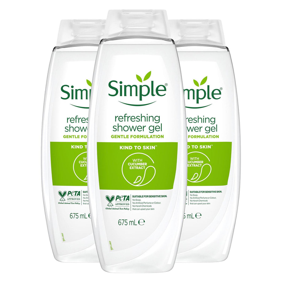 Kind To Skin Refreshing Shower Gel With Gentle Formulation 675ml, 3 Pack | Set of 3
