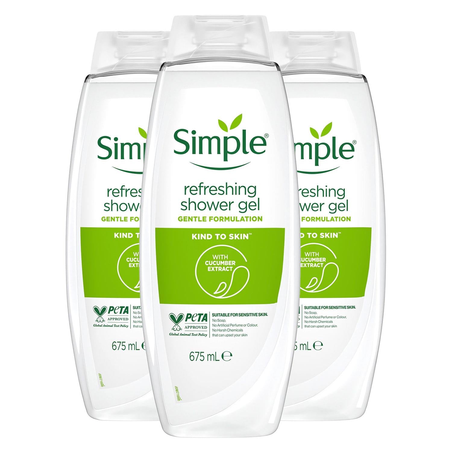Kind To Skin Refreshing Shower Gel With Gentle Formulation 675ml, 3 Pack | Set-of-3