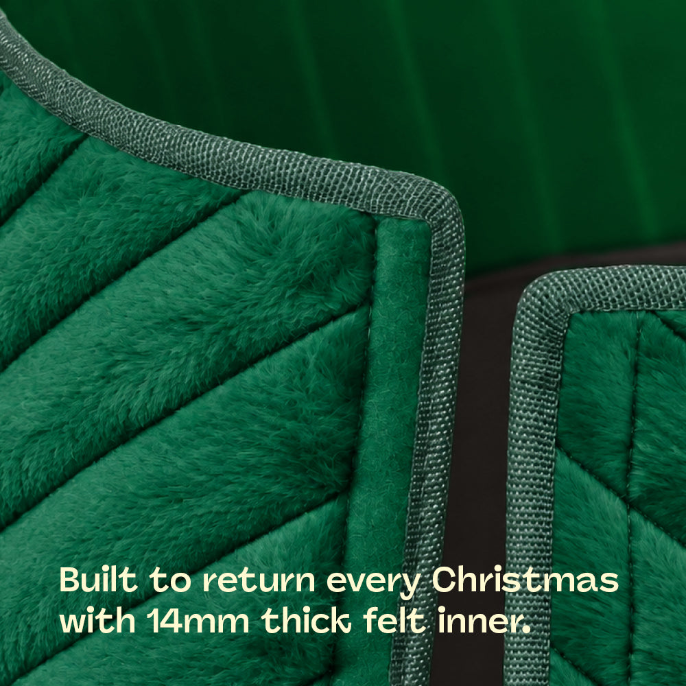 Round Faux Fur Christmas Tree Skirt With Velcro Closure | Green