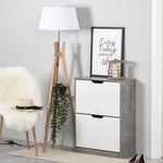 Two Drawer Shoe Cabinet Storage Organiser Groove Handles
