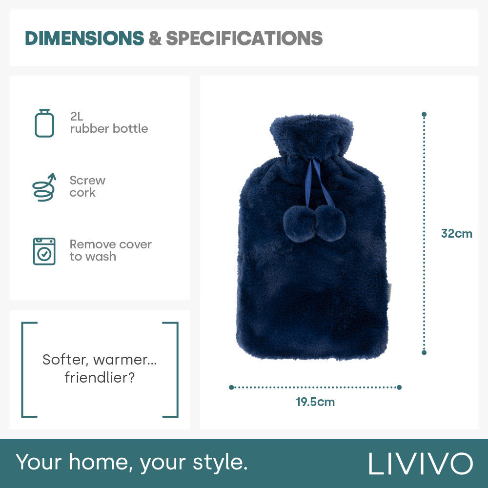 Plush Hot Water Bottle | Navy Blue