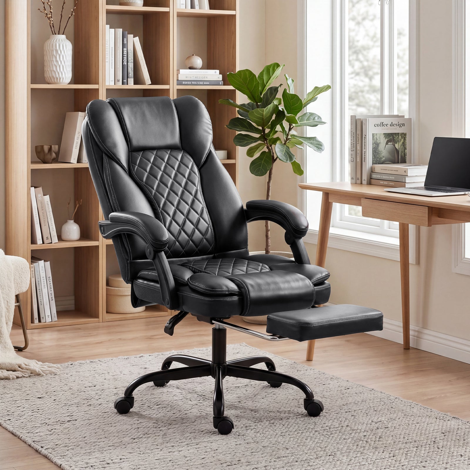 Home Office Chair Reclining Function High Back | Black