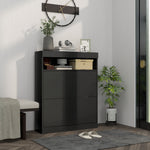 Wall Mounted Freestanding Shoe Cabinet With 2 Flip Drawers | One Size | Black