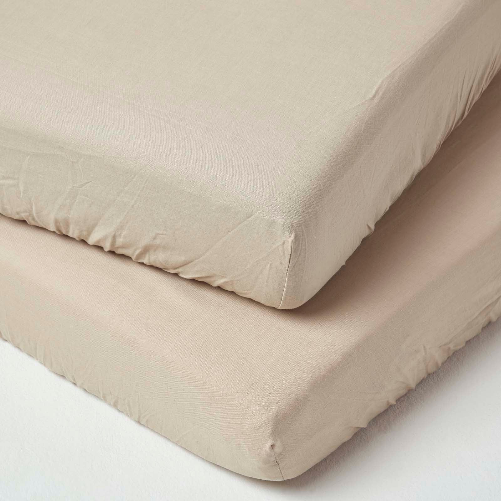 Linen Cot Bed Fitted Sheets 70 X 140 Cm, Pack Of 2 | Cot Bed | Natural