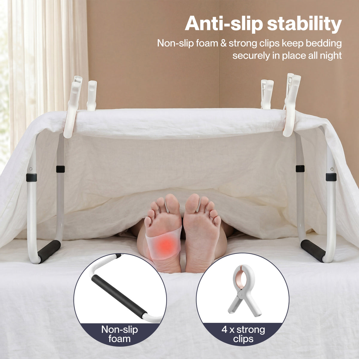 Blanket Lifter For Feet Foot Tent Blanket Support Holder Bar Adjustable | Black & White