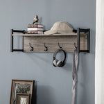 Rustic Wall-mounted Coat Rack Floating Shelf With 4 Hooks