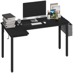 HOMCOM L-shaped Corner Desk Computer With Fabric Bag And Hooks, Black