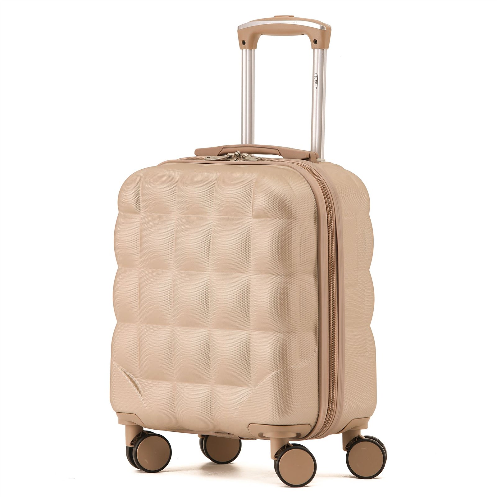 45x36x20cm Lightweight Underseat Cabin Carry On Suitcase - 100+ Airline Approved - Hard Shell Luggage - 4 Wheels - Bubble Design | Cabin | Champagne