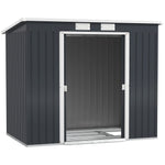 7 X 4ft Garden Shed With Foundation Kit, Double Door & Vents