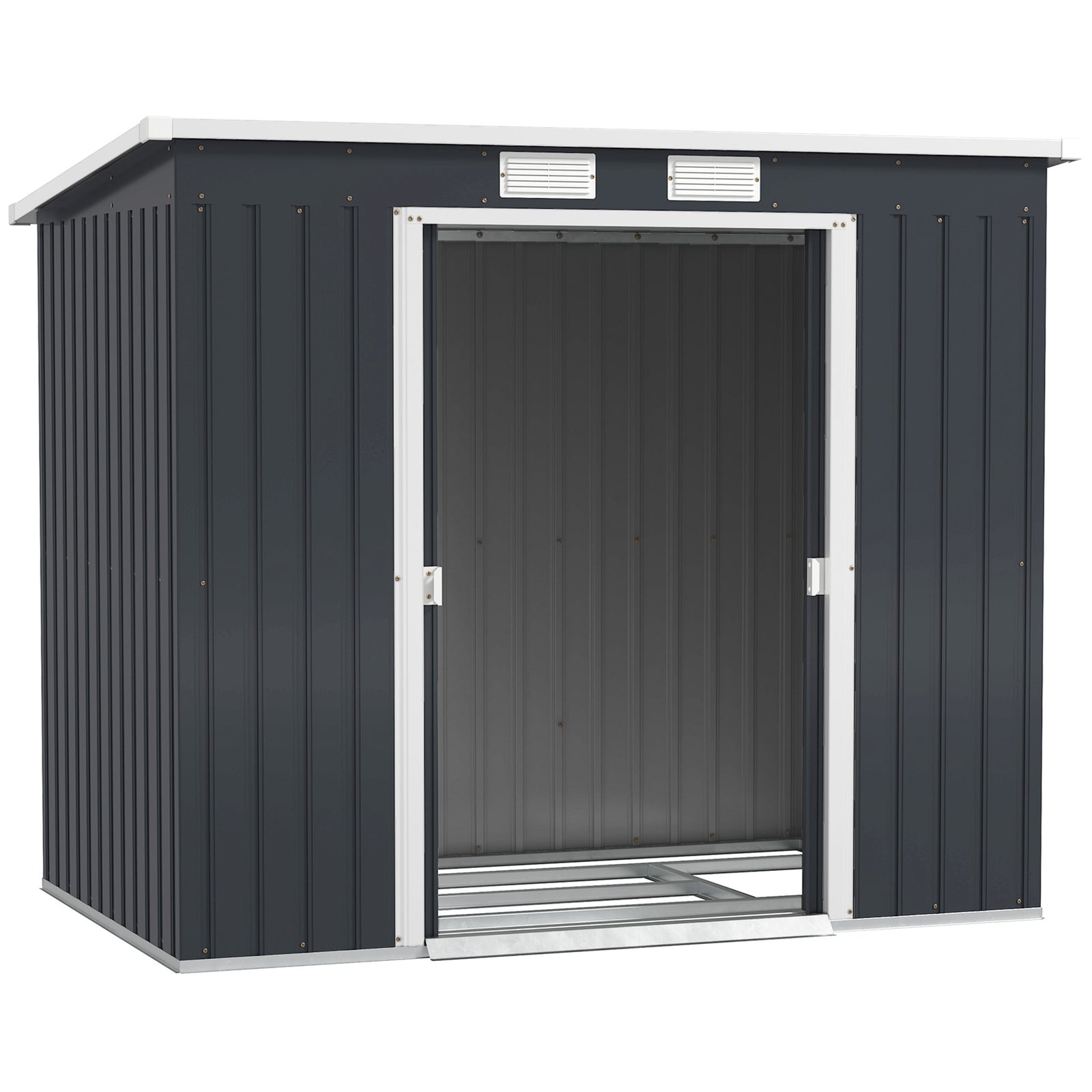 7 X 4ft Garden Shed With Foundation Kit, Double Door & Vents