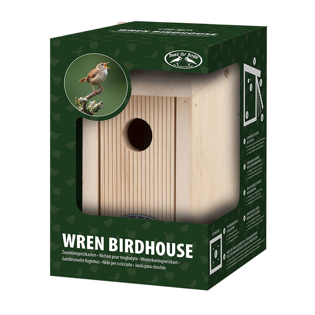 Winter Wren Hanging Bird House With Hinged Front And 18mm Walls | 8 Panel | Beige