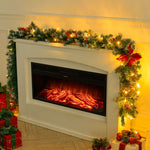 270cm Spruce Artificial Greenery Christmas Garland With 50 Led Warm White Lights | Red