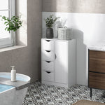 Freestanding Bathroom Cabinet With 4 Drawers Door Cupboard | One Size | White