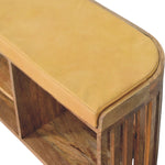 Solid Wood Slatted Oak-ish Bench With 3 Slots