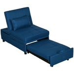 Folding Sofa Bed Adjustable Single Sleeper With Pillow | One Size | Blue