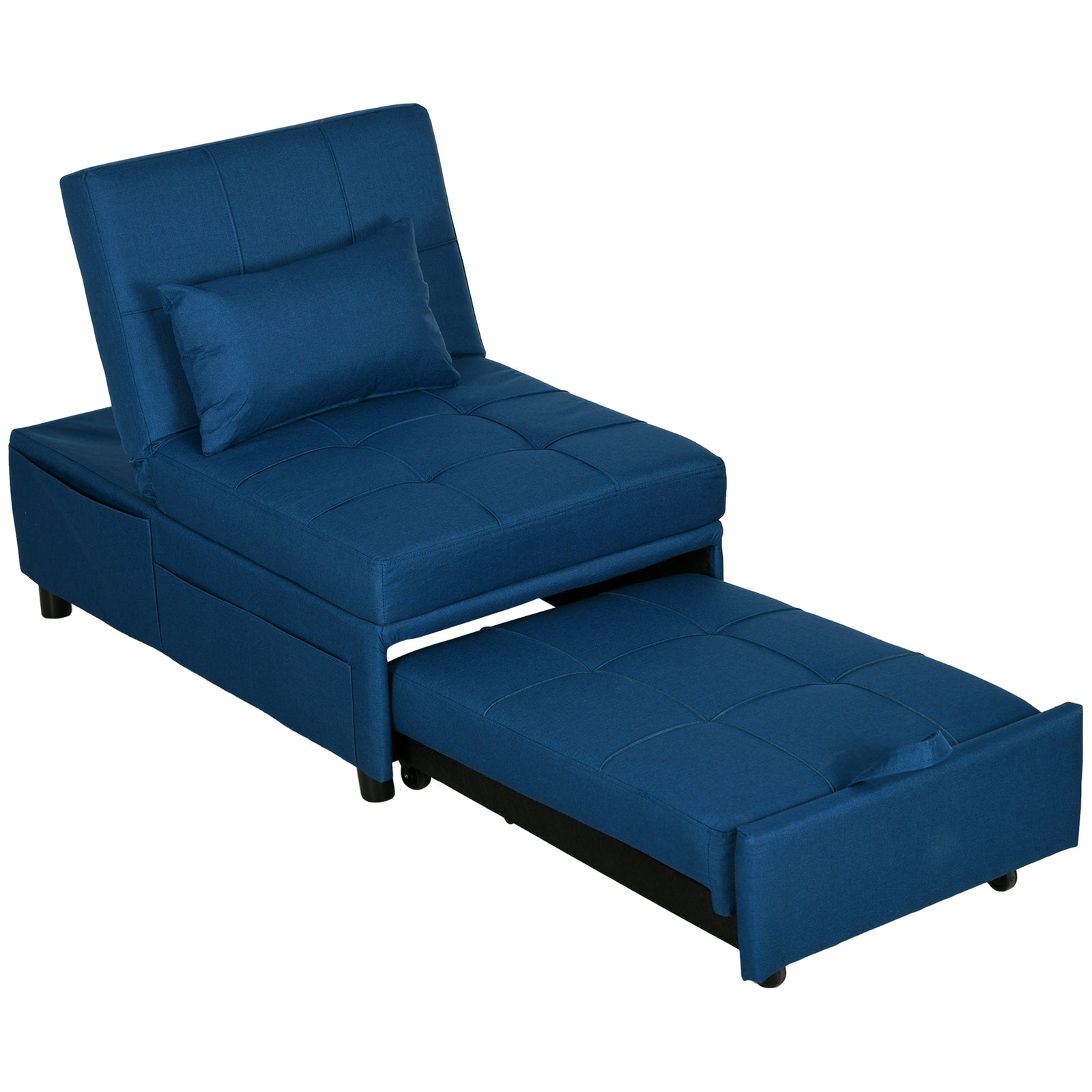 Folding Sofa Bed Adjustable Single Sleeper With Pillow | One Size | Blue